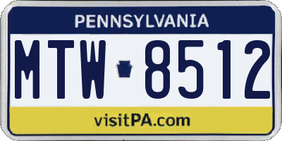 PA license plate MTW8512