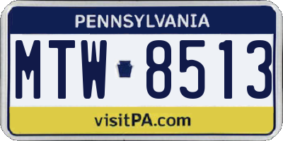 PA license plate MTW8513