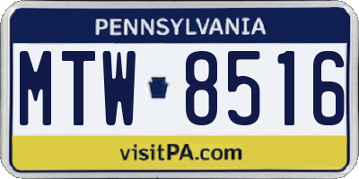 PA license plate MTW8516