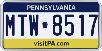 PA license plate MTW8517