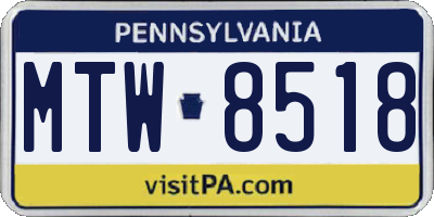 PA license plate MTW8518