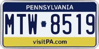 PA license plate MTW8519