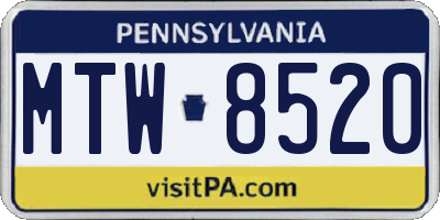 PA license plate MTW8520