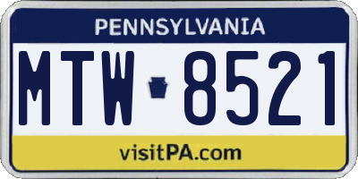 PA license plate MTW8521