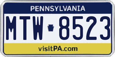 PA license plate MTW8523