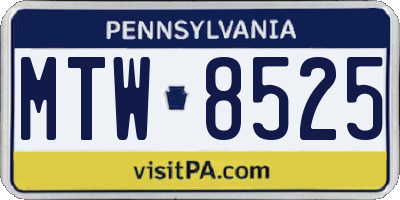 PA license plate MTW8525