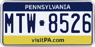 PA license plate MTW8526