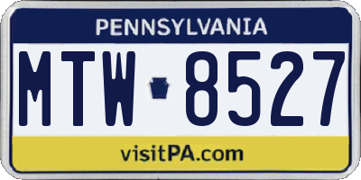 PA license plate MTW8527