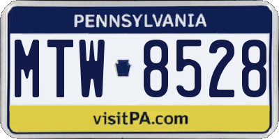 PA license plate MTW8528