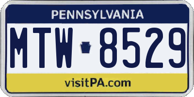 PA license plate MTW8529