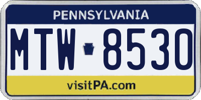 PA license plate MTW8530