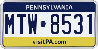 PA license plate MTW8531