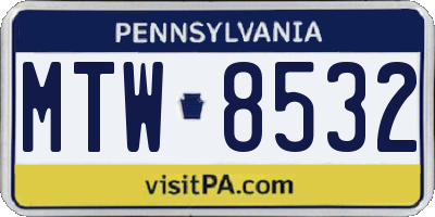 PA license plate MTW8532