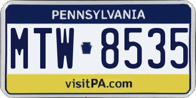PA license plate MTW8535