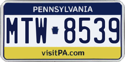 PA license plate MTW8539