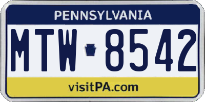 PA license plate MTW8542