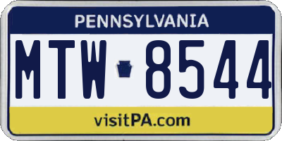 PA license plate MTW8544