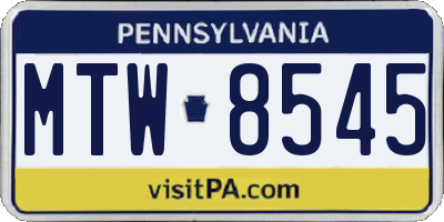 PA license plate MTW8545