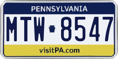 PA license plate MTW8547