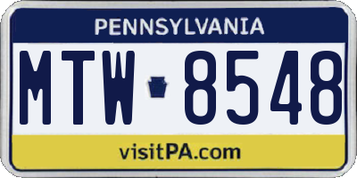 PA license plate MTW8548