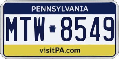 PA license plate MTW8549