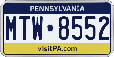 PA license plate MTW8552