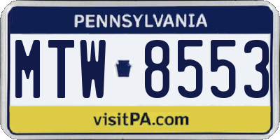 PA license plate MTW8553