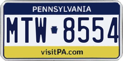 PA license plate MTW8554