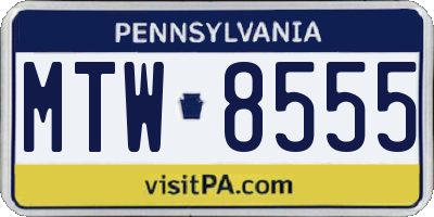 PA license plate MTW8555