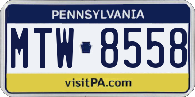 PA license plate MTW8558