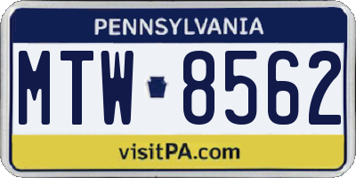 PA license plate MTW8562