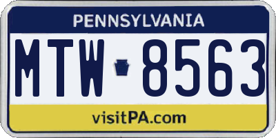 PA license plate MTW8563