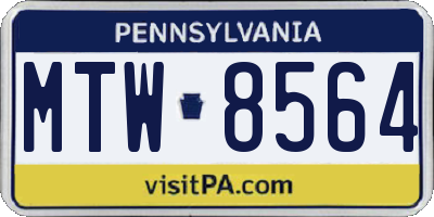 PA license plate MTW8564