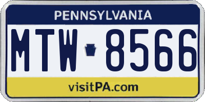 PA license plate MTW8566