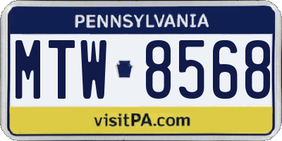 PA license plate MTW8568