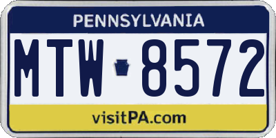 PA license plate MTW8572