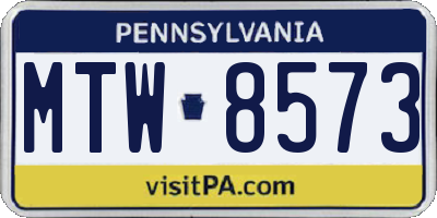 PA license plate MTW8573