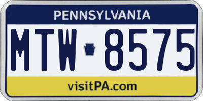 PA license plate MTW8575
