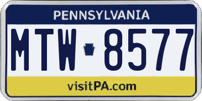 PA license plate MTW8577