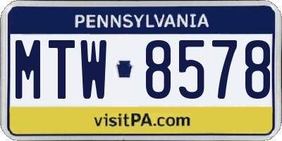 PA license plate MTW8578