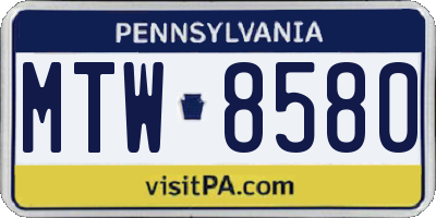 PA license plate MTW8580