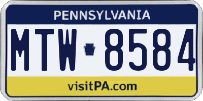 PA license plate MTW8584