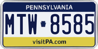 PA license plate MTW8585