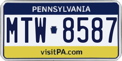 PA license plate MTW8587
