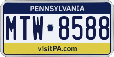 PA license plate MTW8588