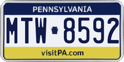PA license plate MTW8592