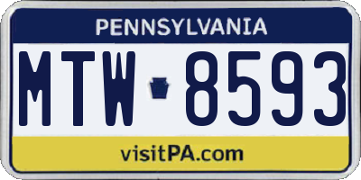 PA license plate MTW8593