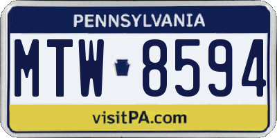 PA license plate MTW8594