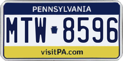 PA license plate MTW8596