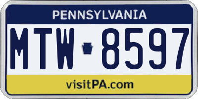 PA license plate MTW8597
